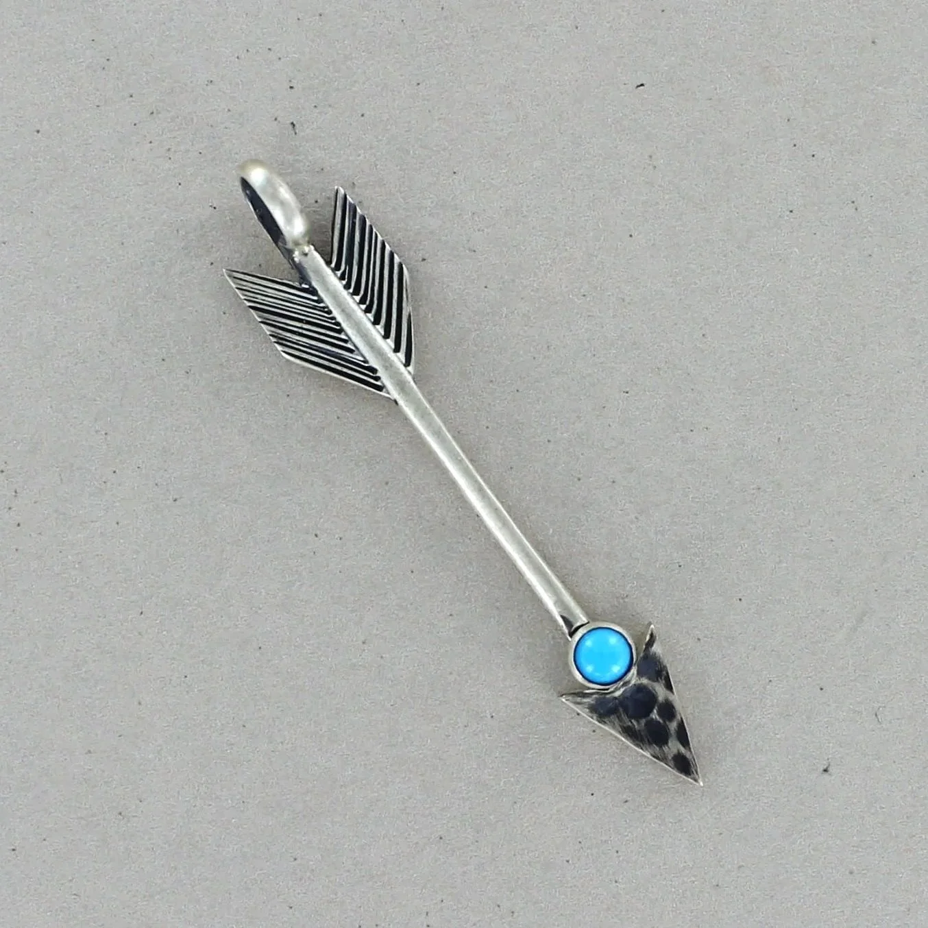 Navajo Natural Turquoise Arrow Pendant by Navajo Artisan Raymond Coriz