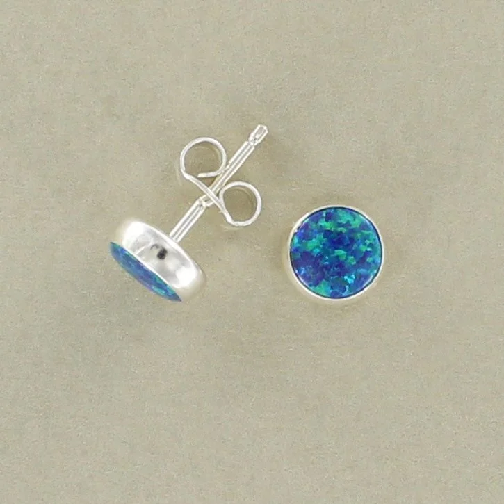 6mm Round Opal Stud Earrings