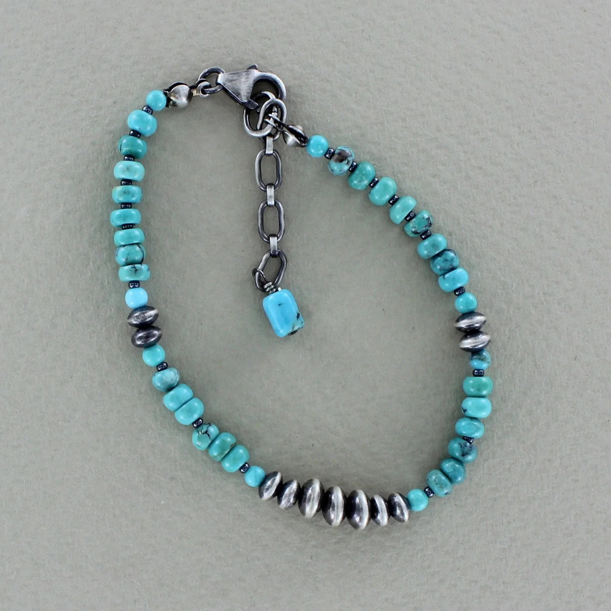 Natural turquoise rondelle bracelet