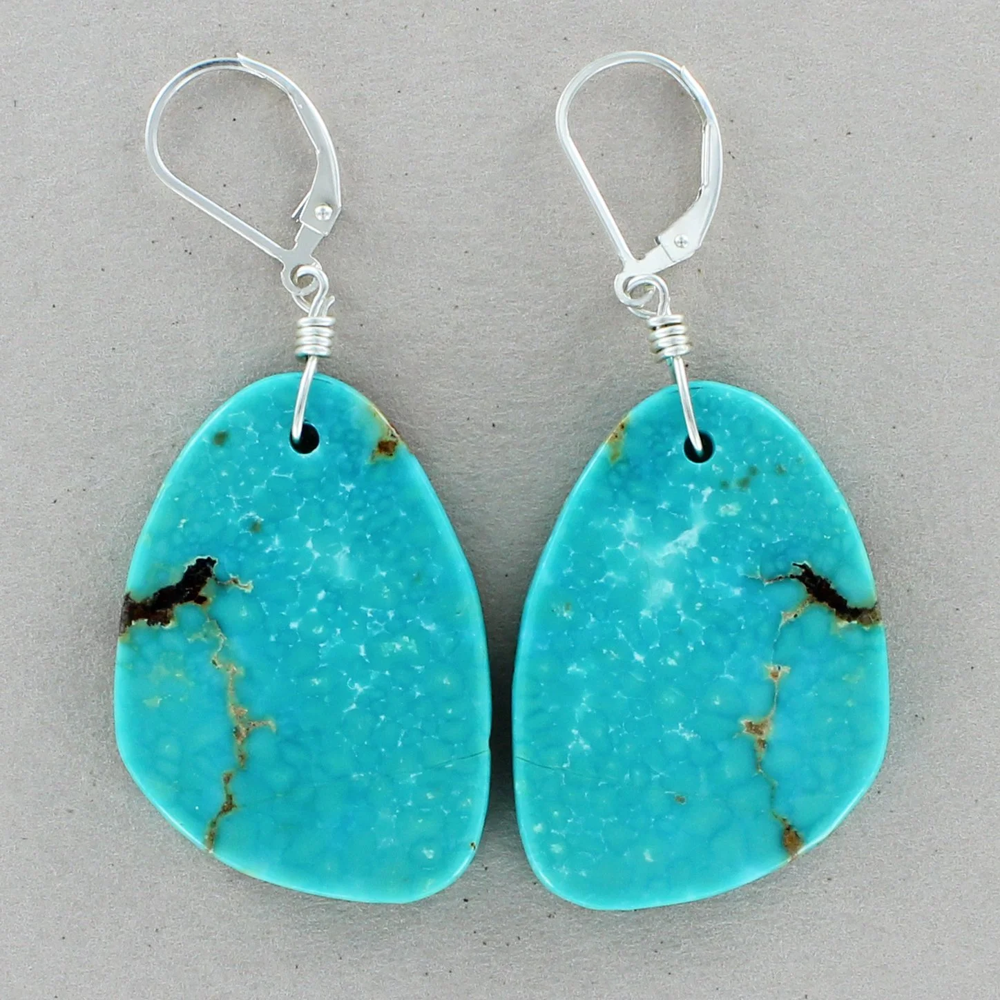 Mary Salazar Kingman turquoise large teardrop earrings