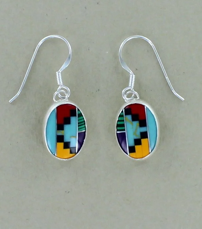 Aztec oval earrings
