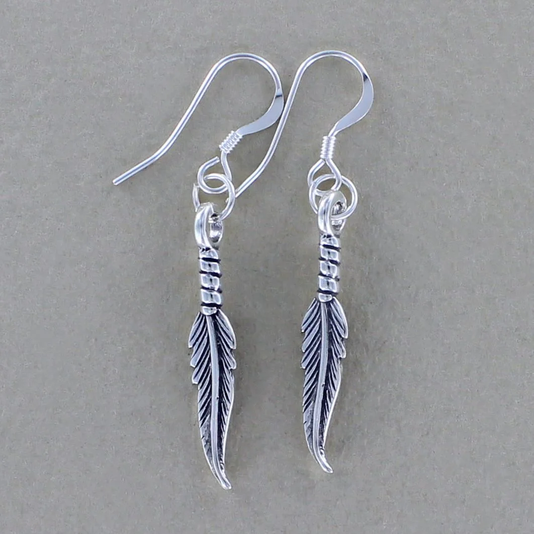 Feather Sterling Silver Drop Earrings