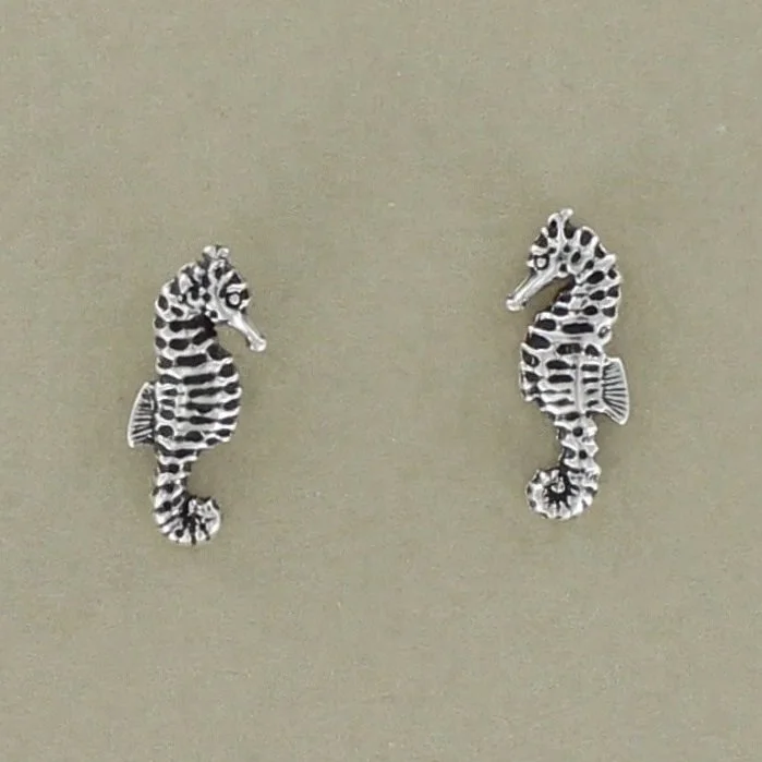 Sterling Silver Seahorse Stud Earrings