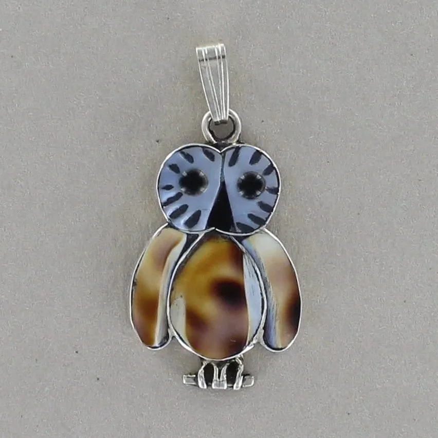 Mother of Pearl Zuni Owl Pendant by Reginda Kallestewa
