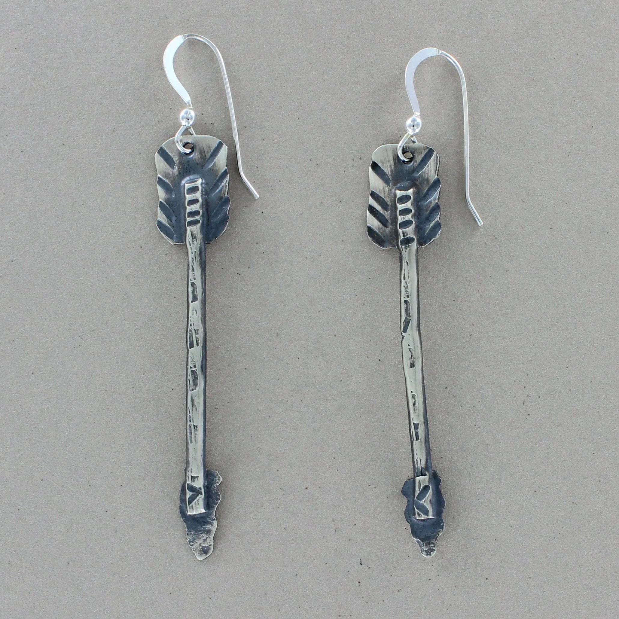 Rustic Navajo Silver Arrow Earrings
