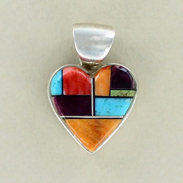 Inlay Heart Pendant by Navajo Artisan Marlene Begay