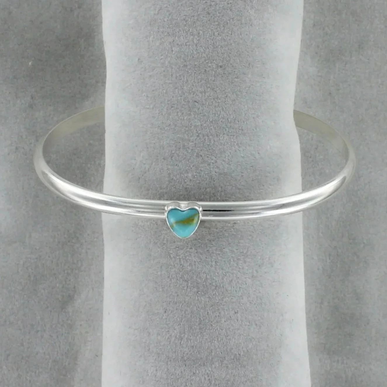 Turquoise Heart Silver Stacking Bangle