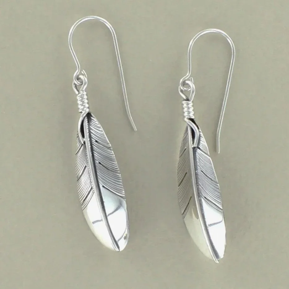Feather Drop Earring Hand Cut by Navajo Artisan Lena Platero