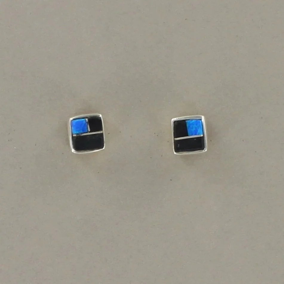 Evonne Rogers Inlay Jet Square Earrings