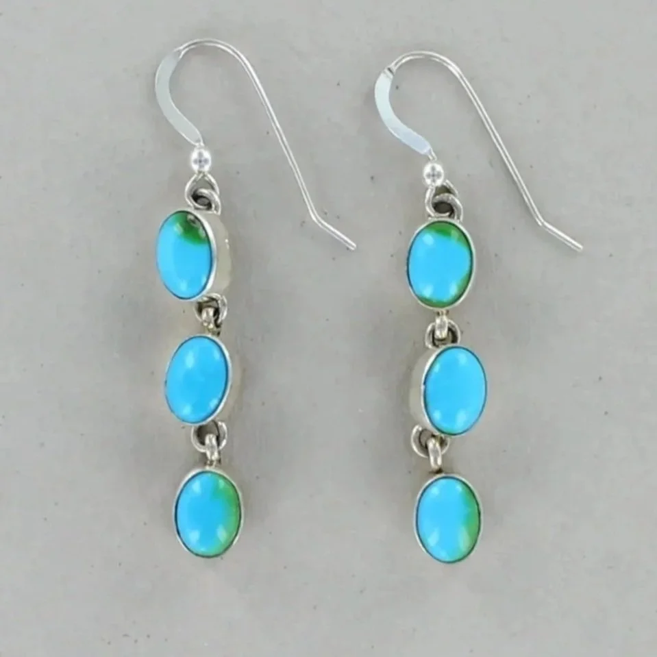 Three Stone Sonoran Turquoise Earrings