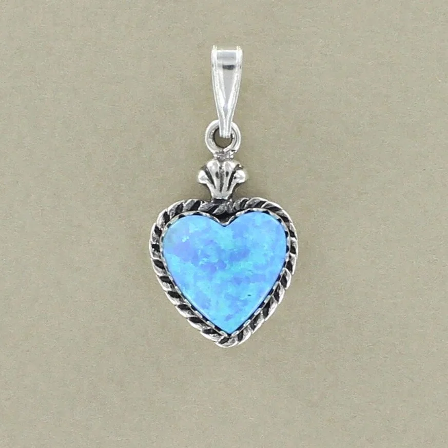 Opal Heart Sterling Silver Pendant