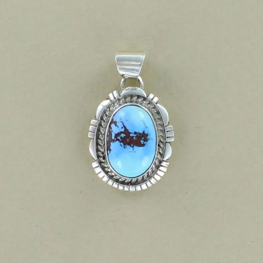Golden Hill Turquoise Sterling Silver Pendant by Navajo artisan Thomas Francisco