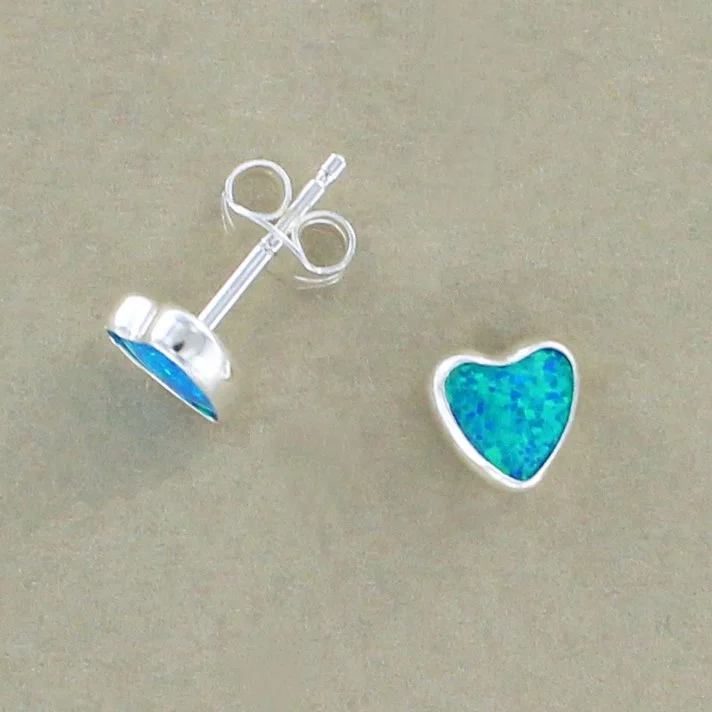 6mm Heart Opal Stud Earrings