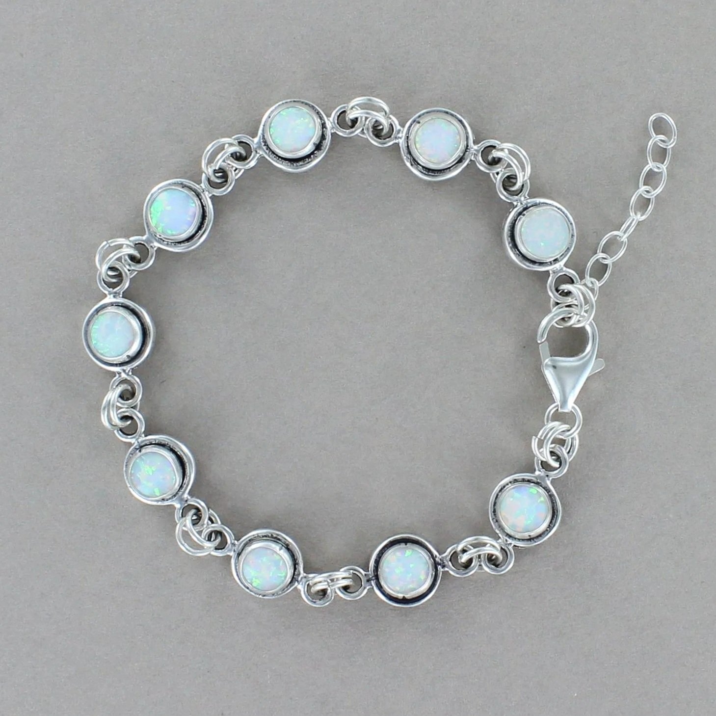Silver Opal Link Bracelet