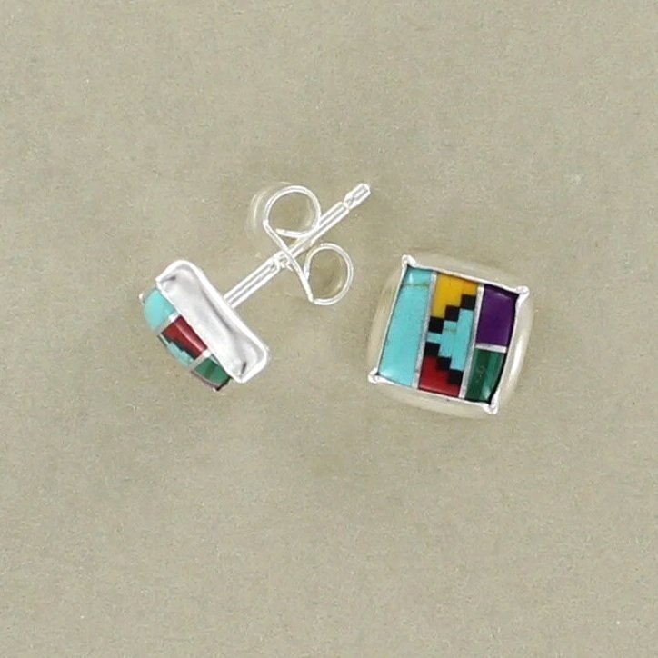 6mm Aztec Square Stud Earrings