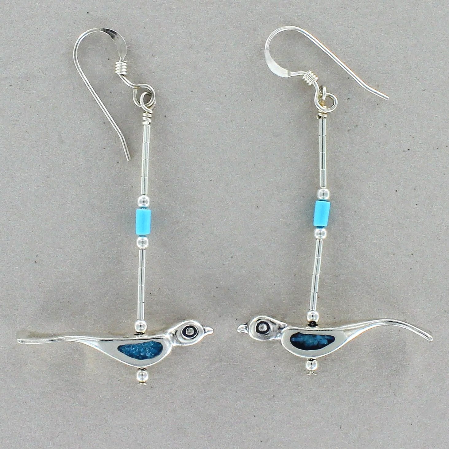 Turquoise Sterling Silver Moonbird Drop Earrings