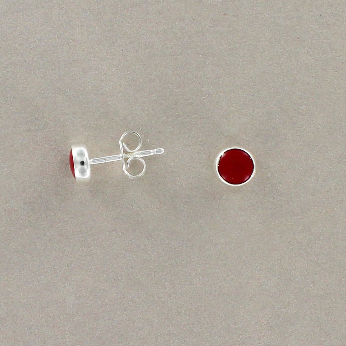 5mm Round Coral Stud Earrings