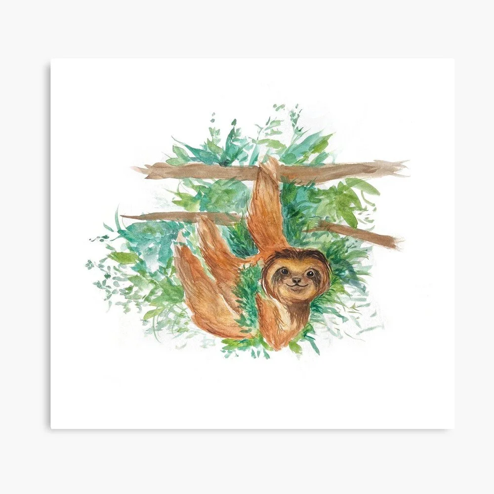 Whimsical Sloth Watercolor
