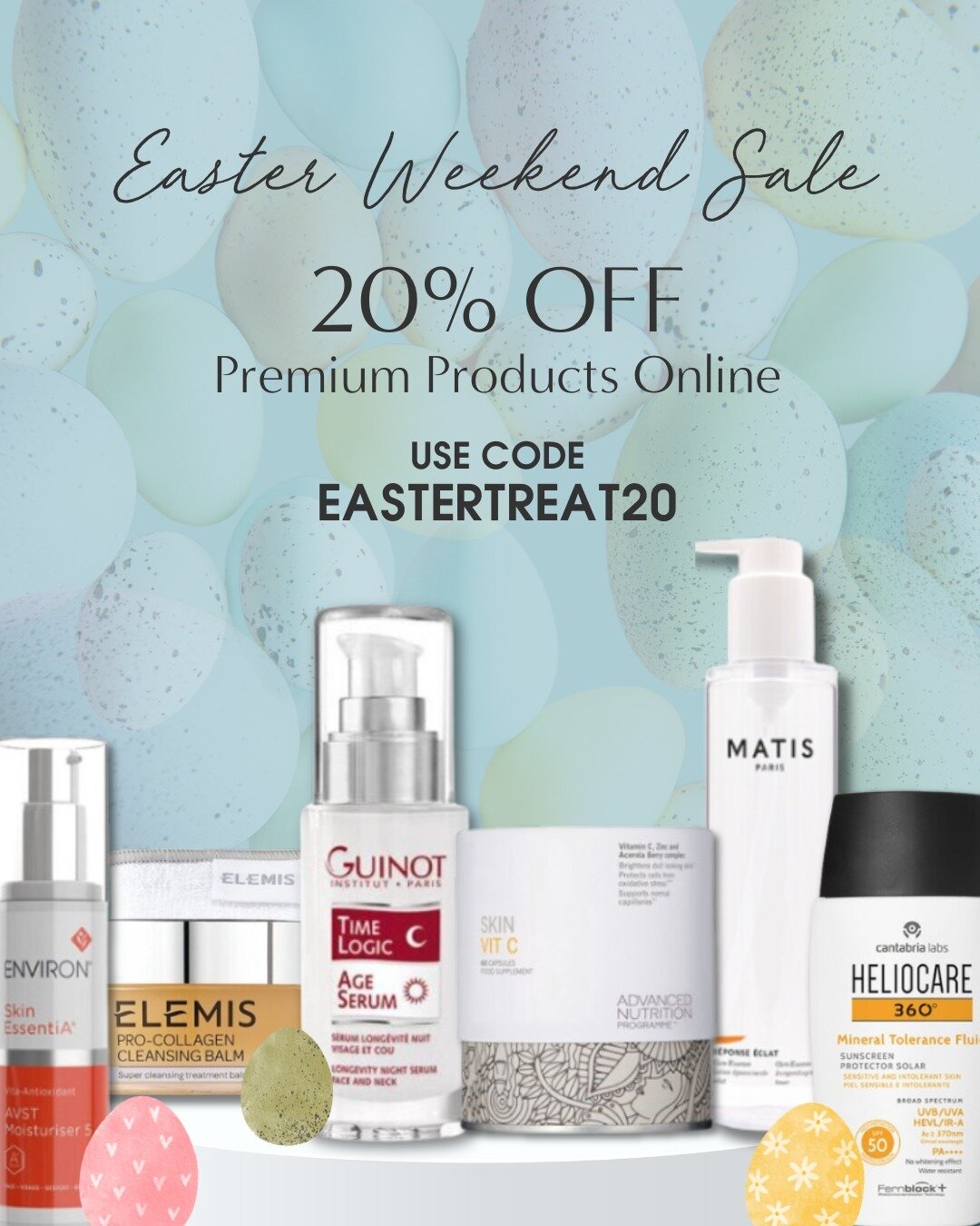 Fill your basket with premium skincare this Easter and enjoy 20% off our products online. Use code EASTERTREAT20 at checkout to take advantage of this exciting offer.⁠
⁠
#EasterOffer⁠
#happyeaster⁠
#eastergifts⁠
#eastertreats