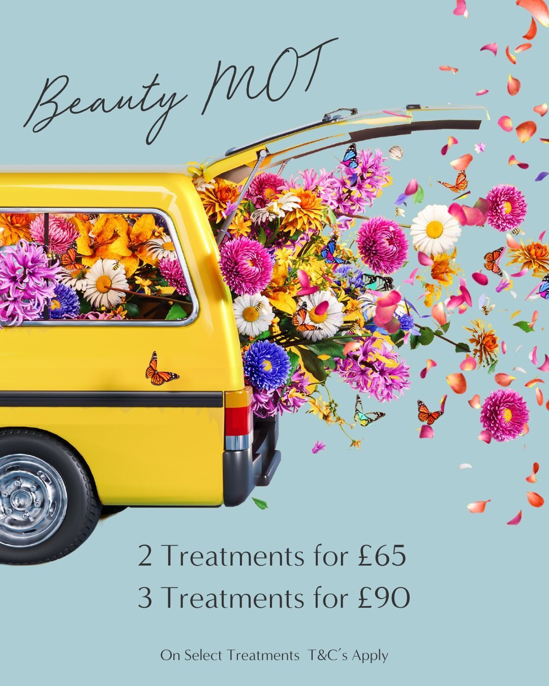 This month get your full beauty MOT. 🌸⁠
Choose from a specific list of treatments and receive 2 treatments for just &pound;65, or indulge in 3 treatments for only &pound;90. From a full leg wax to a classic manicure (removal not included) and a prec