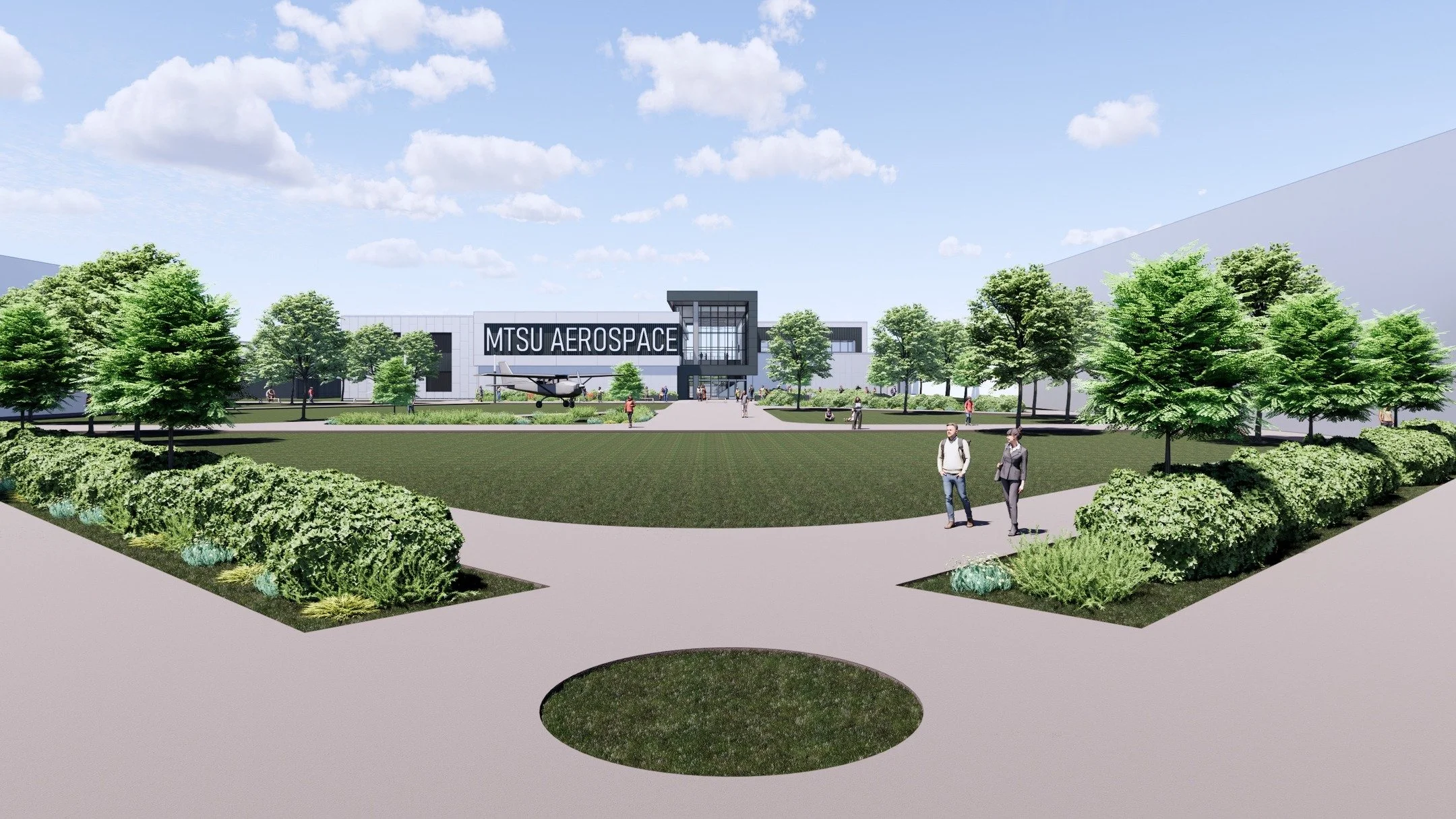 MTSU AEROSPACE CAMPUS | Catalyst is providing landscape design and planning services for MTSU's new Aerospace Campus in Shelbyville, TN. The initial phase of work involves completing a new, immersive, and collaborative campus to serve the MTSU Aerosp