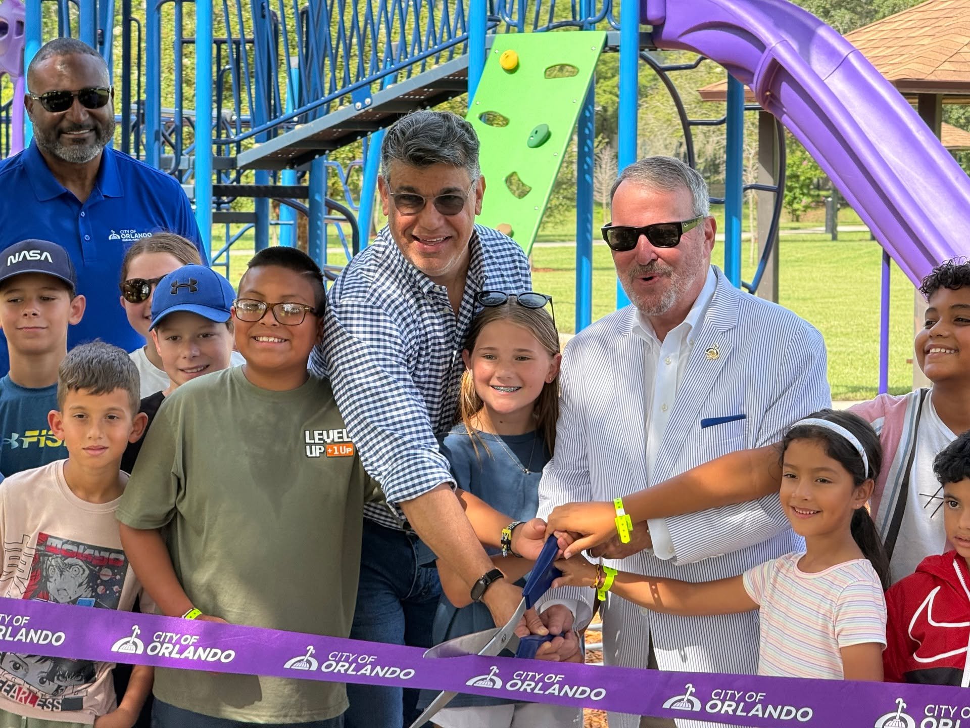 Catalyst joined the @thecitybeautiful in celebrating the reopening of the renovated LeRoy Hoequist Park Playground, featuring expanded play areas, new equipment, shade structures, and drainage improvements that create a more welcoming space for famil