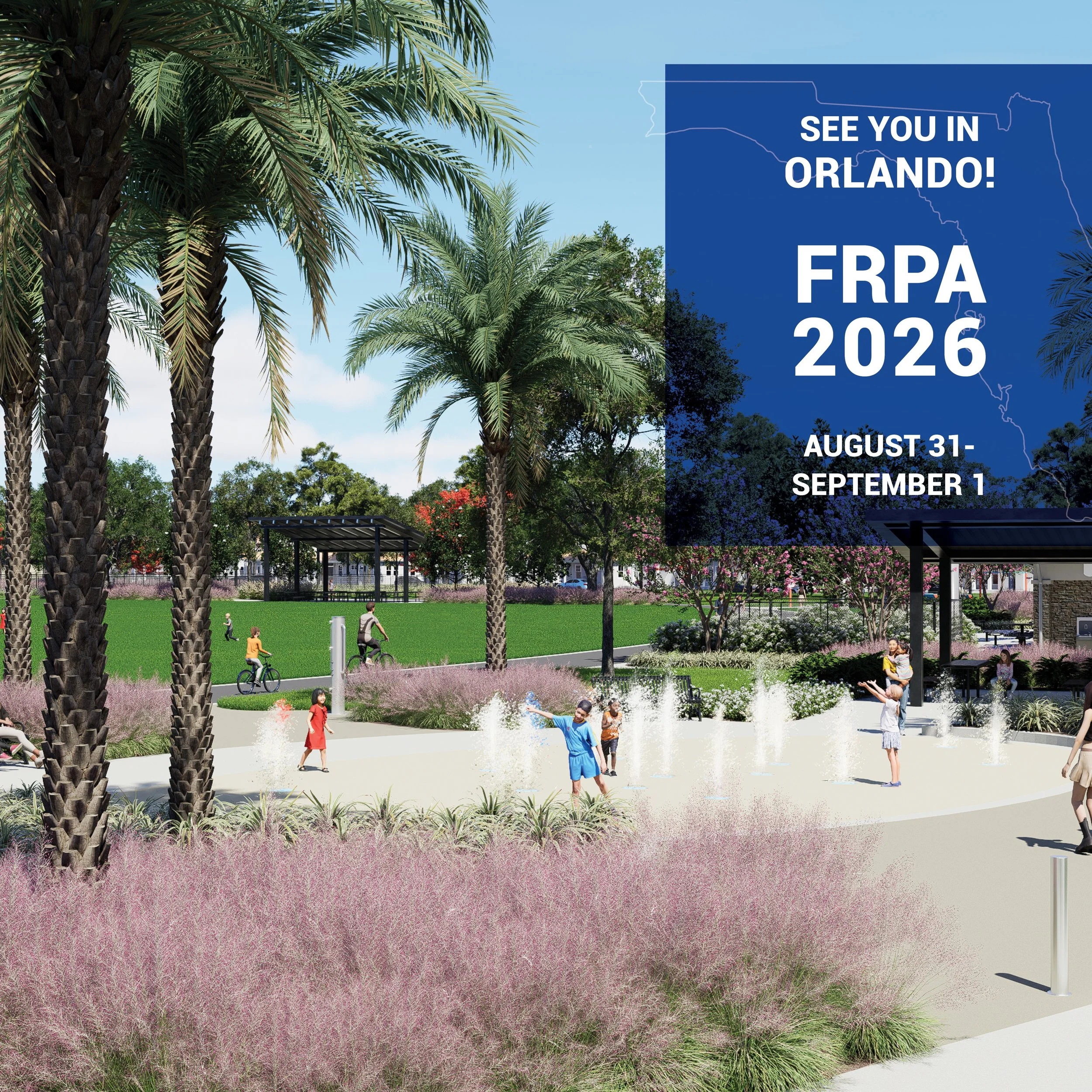 Two weeks until FRPA! 🎉 We're excited to join parks and recreation professionals from across Florida for a time of learning, collaboration, and inspiration. We can't wait to connect, share ideas, and talk about creating parks and public spaces that 