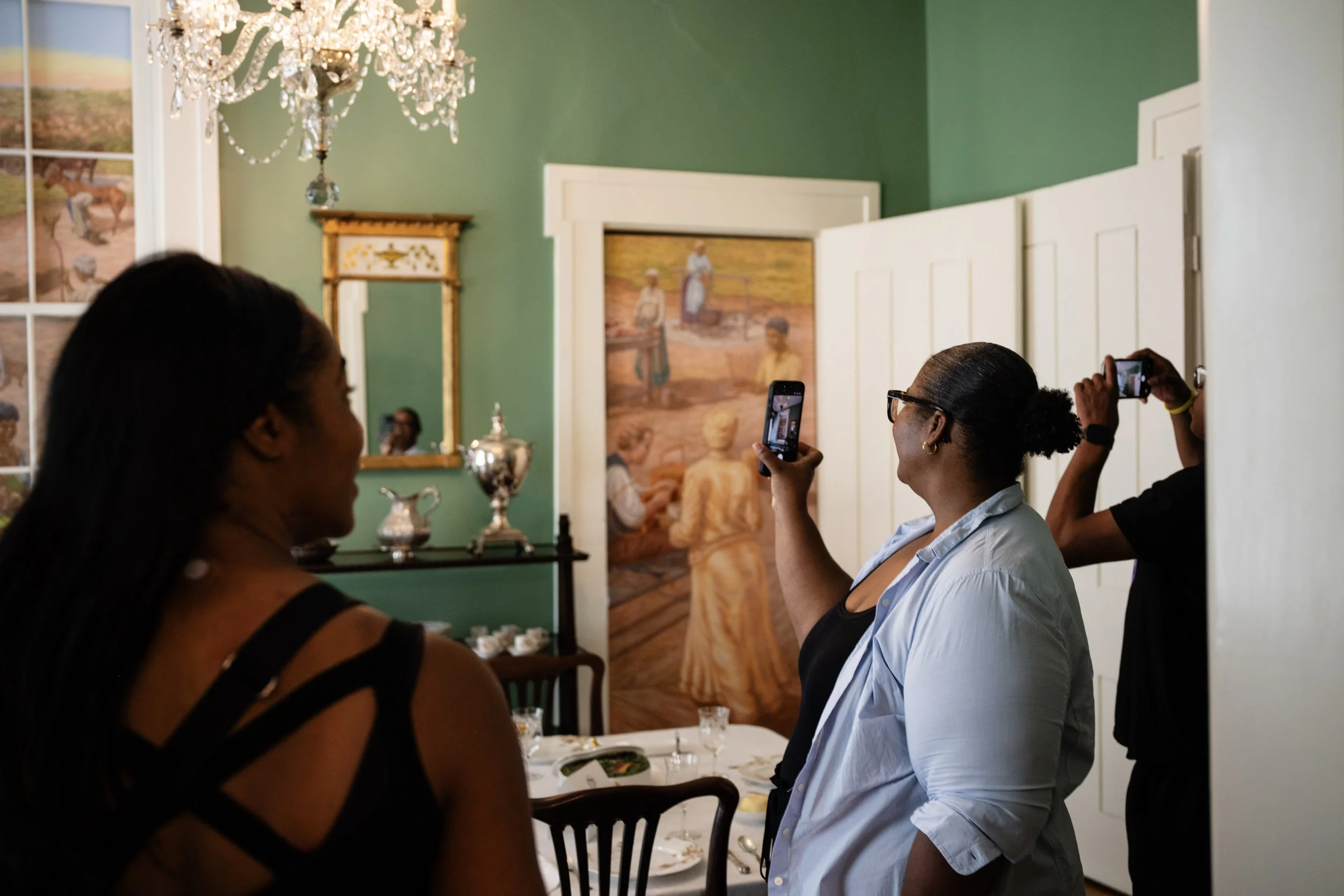 Visitors exploring the main house. 