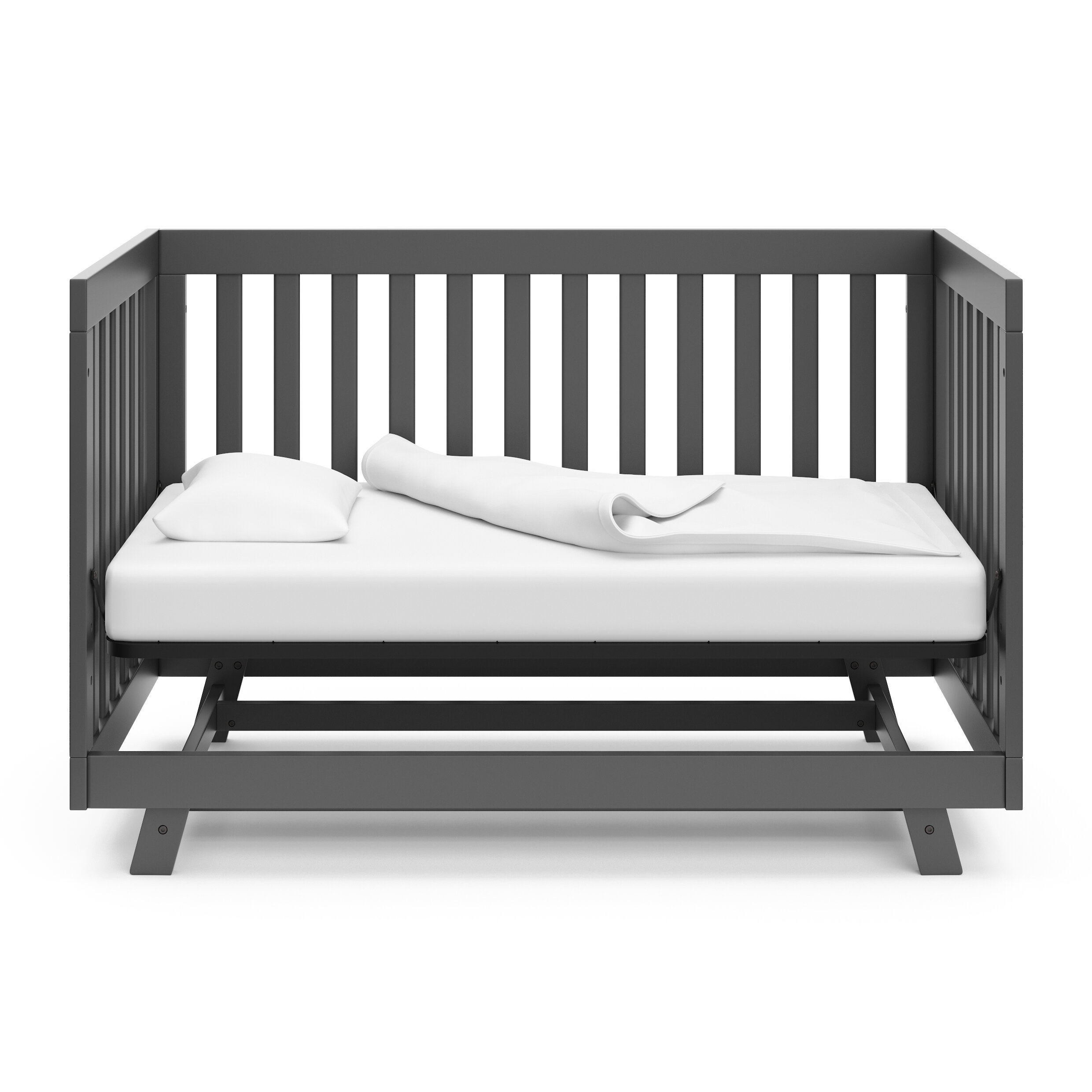 Converts to Toddler Bed Day Bed or Full Bed Solid Pine and Wood Product Construction Mattress Not Included Fixed Side Crib Storkcraft Beckett 3-in-1 Convertible Crib Pebble Gray 