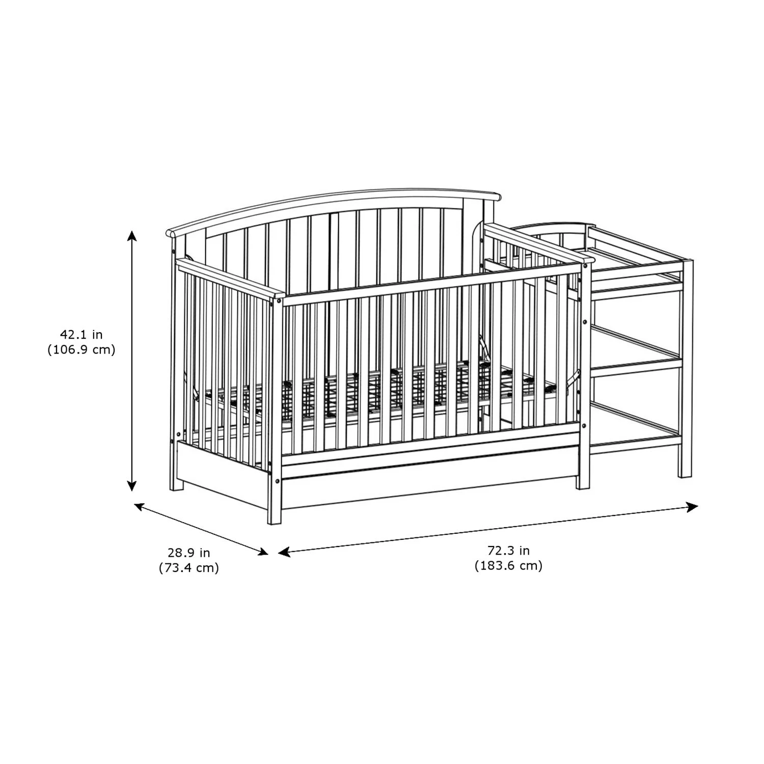 crib size cm
