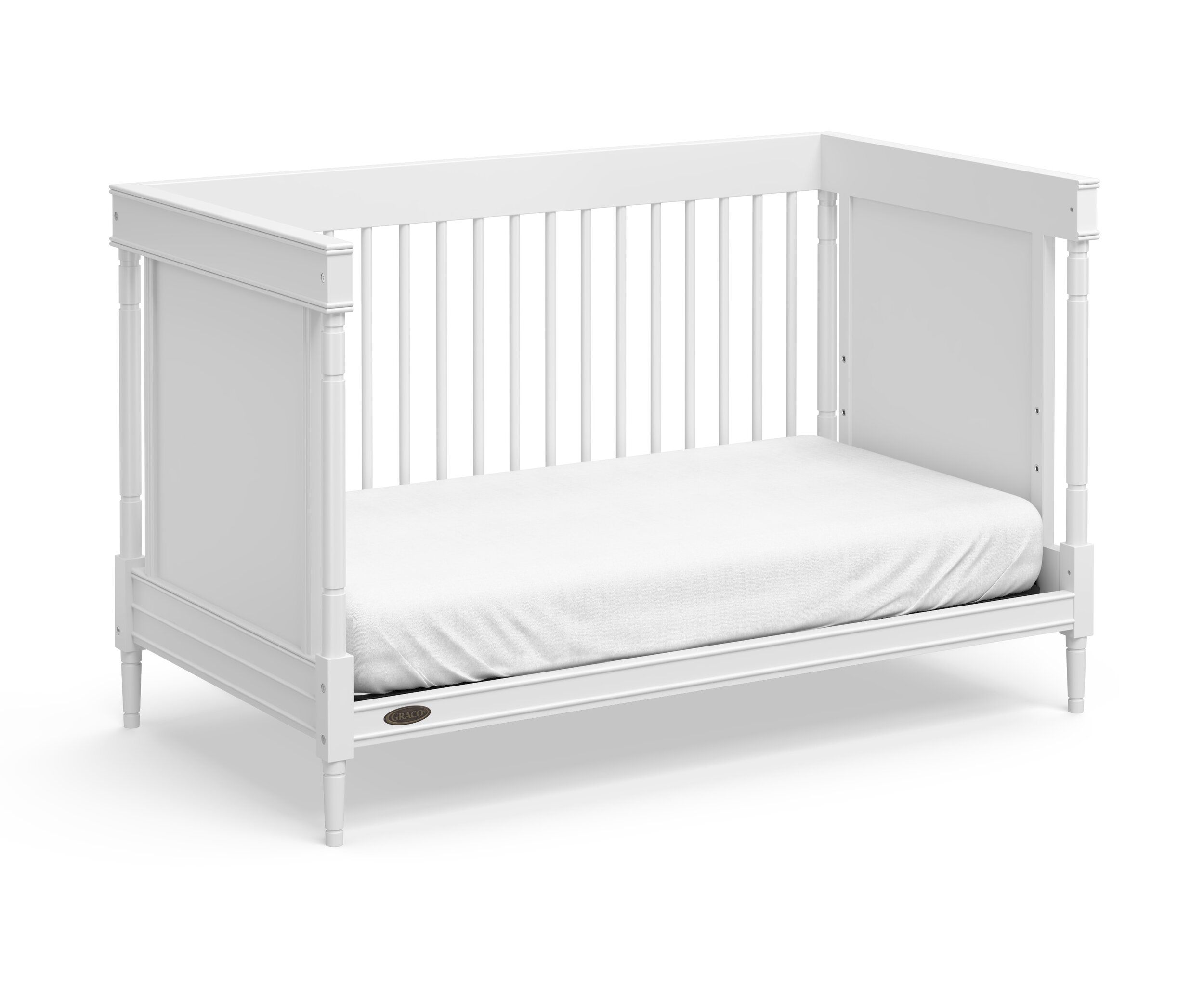 White - Easily Converts to Toddler Bed and Daybed Graco Ashleigh 3-in-1 Convertible Crib 3-Position Adjustable Mattress Height 