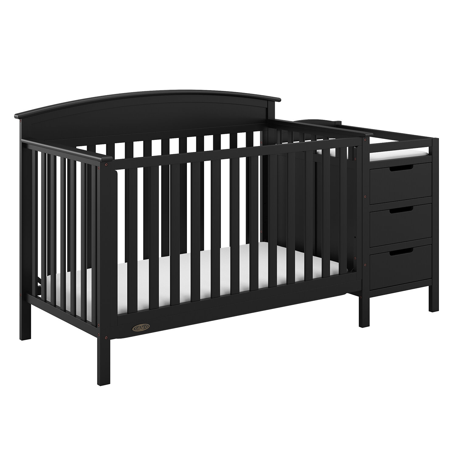 Solid Pine and Wood Product Construction Graco Stork Craft Graco Benton 4-in-1 Convertible Crib Grey Mattress Not Included Converts to Toddler Bed or Day Bed Gray 