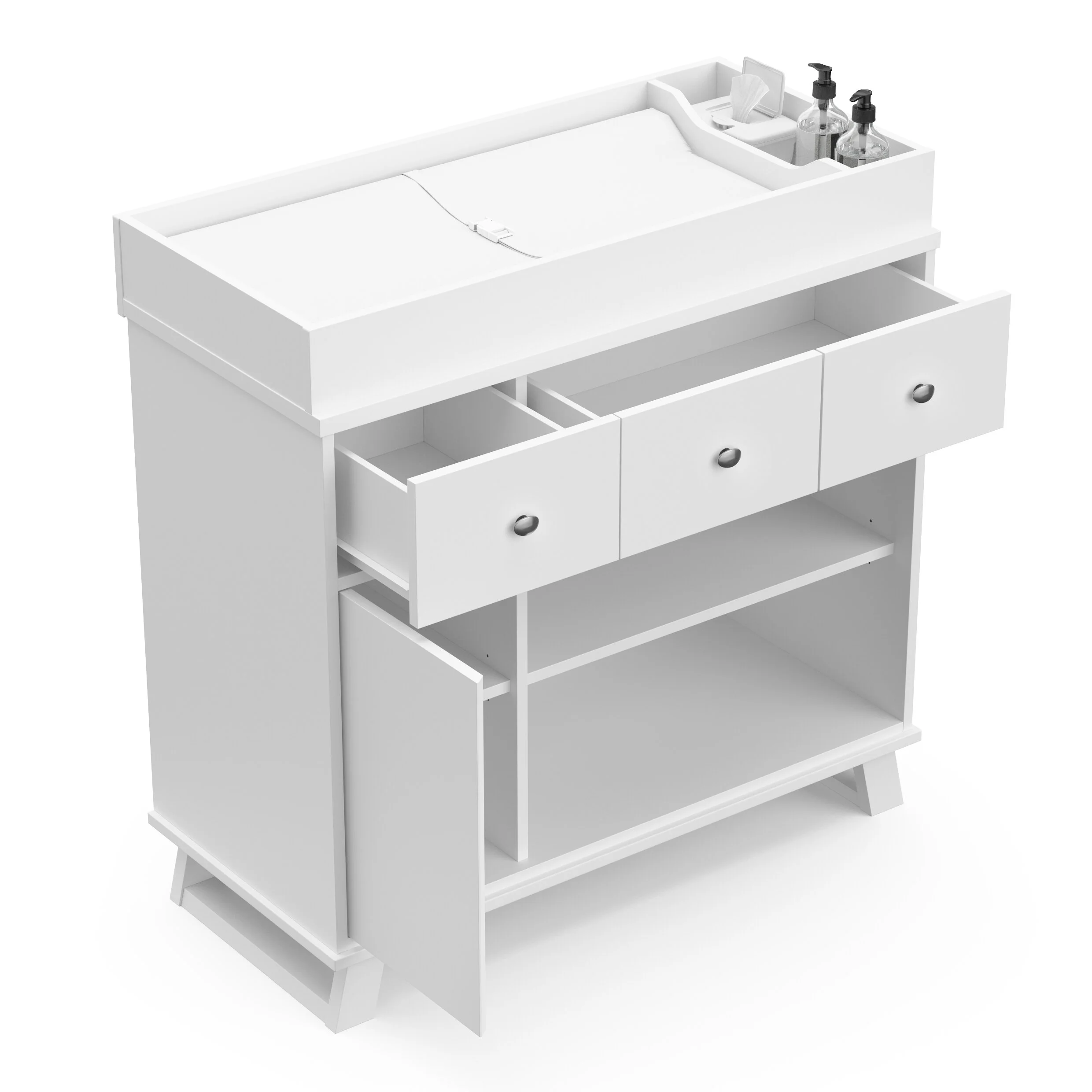 white modern changing table