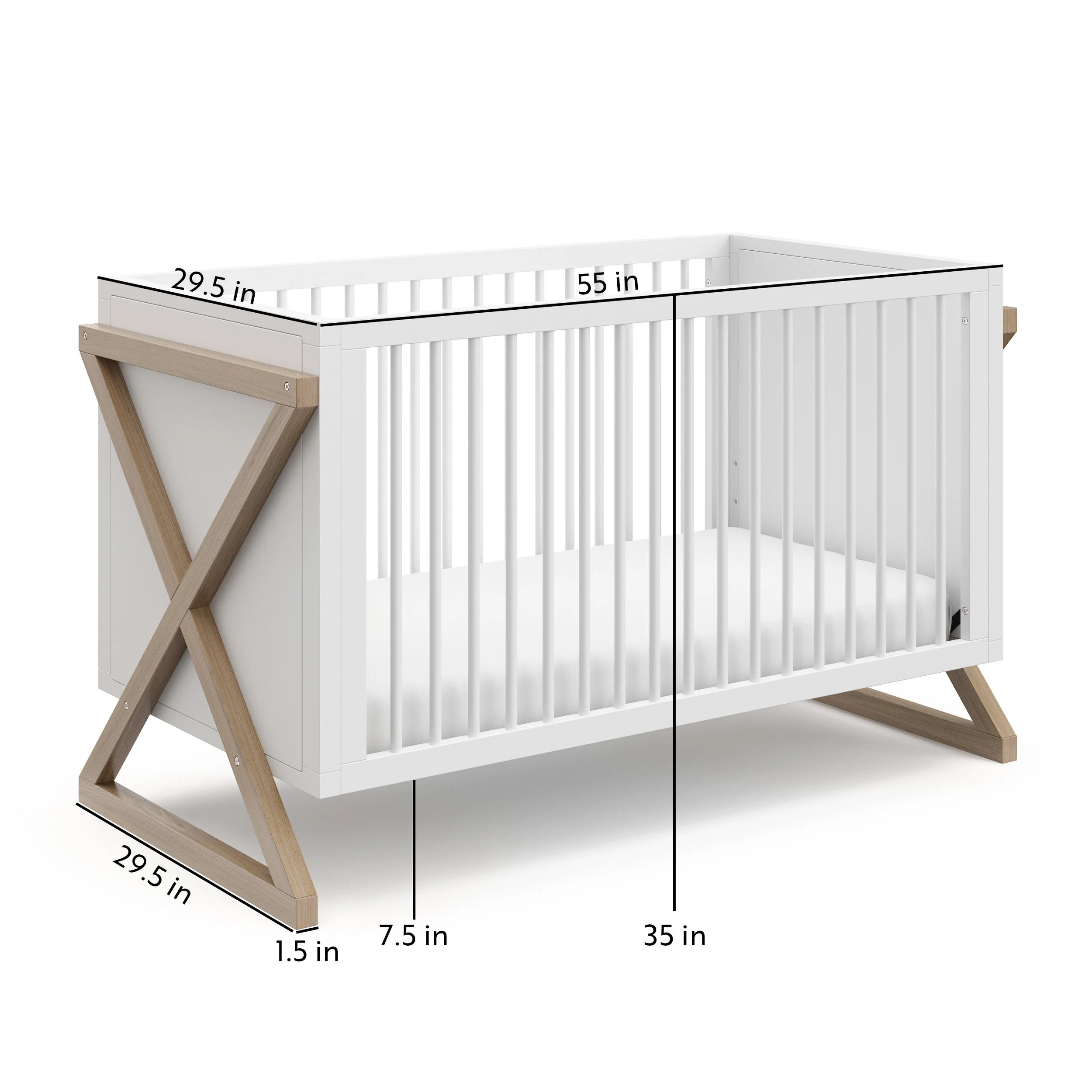 width of a crib