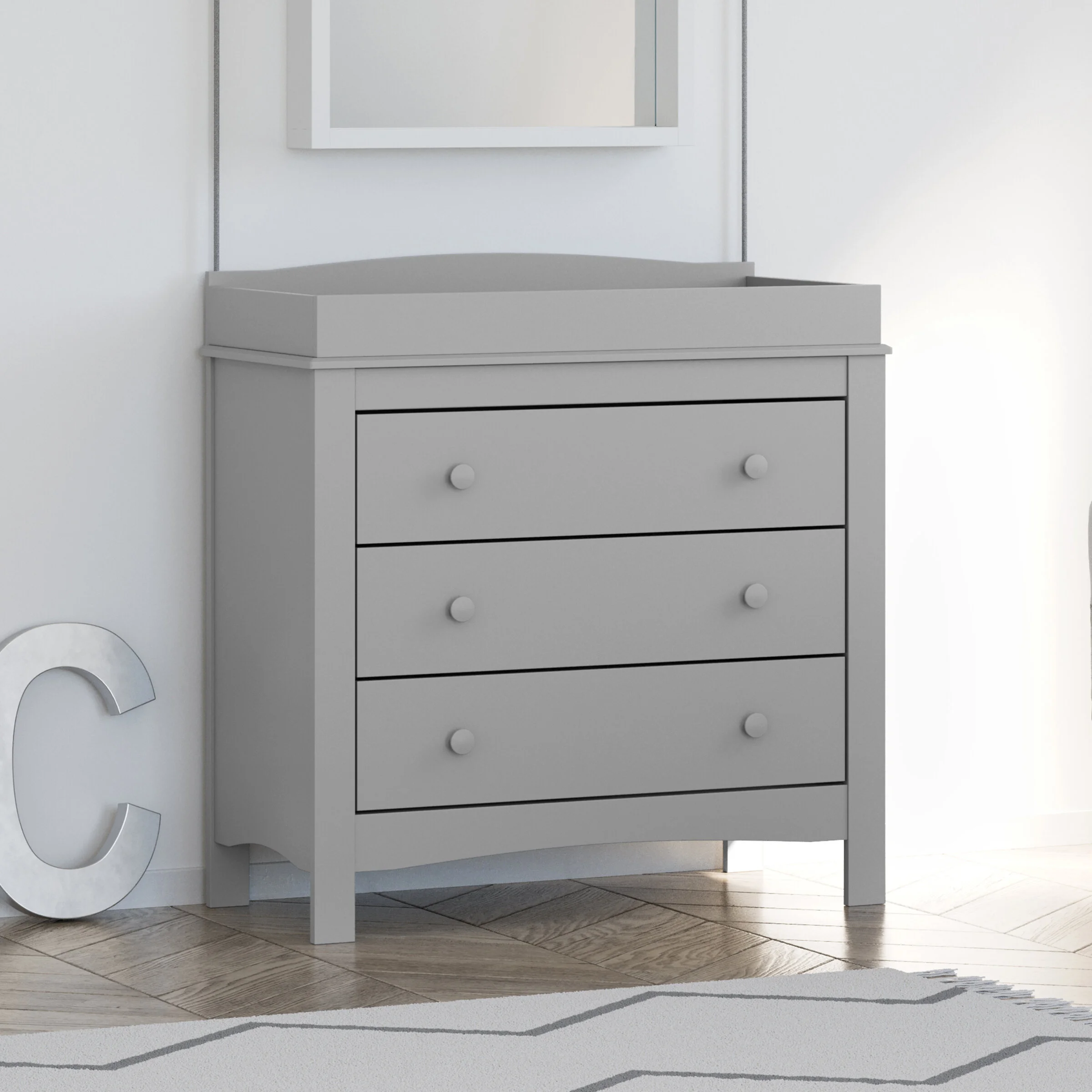 graco pebble gray changing table