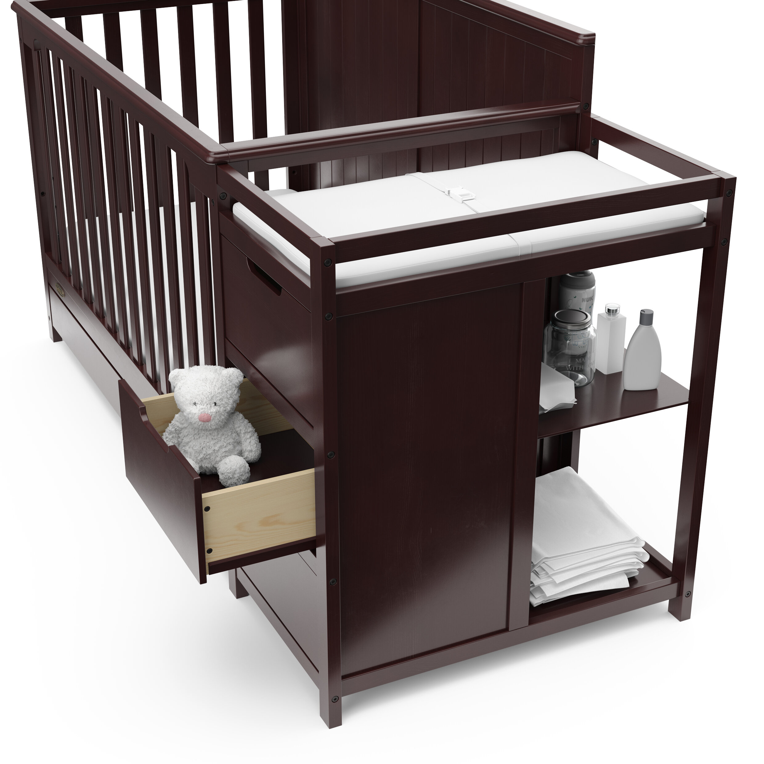 espresso crib and changing table combo
