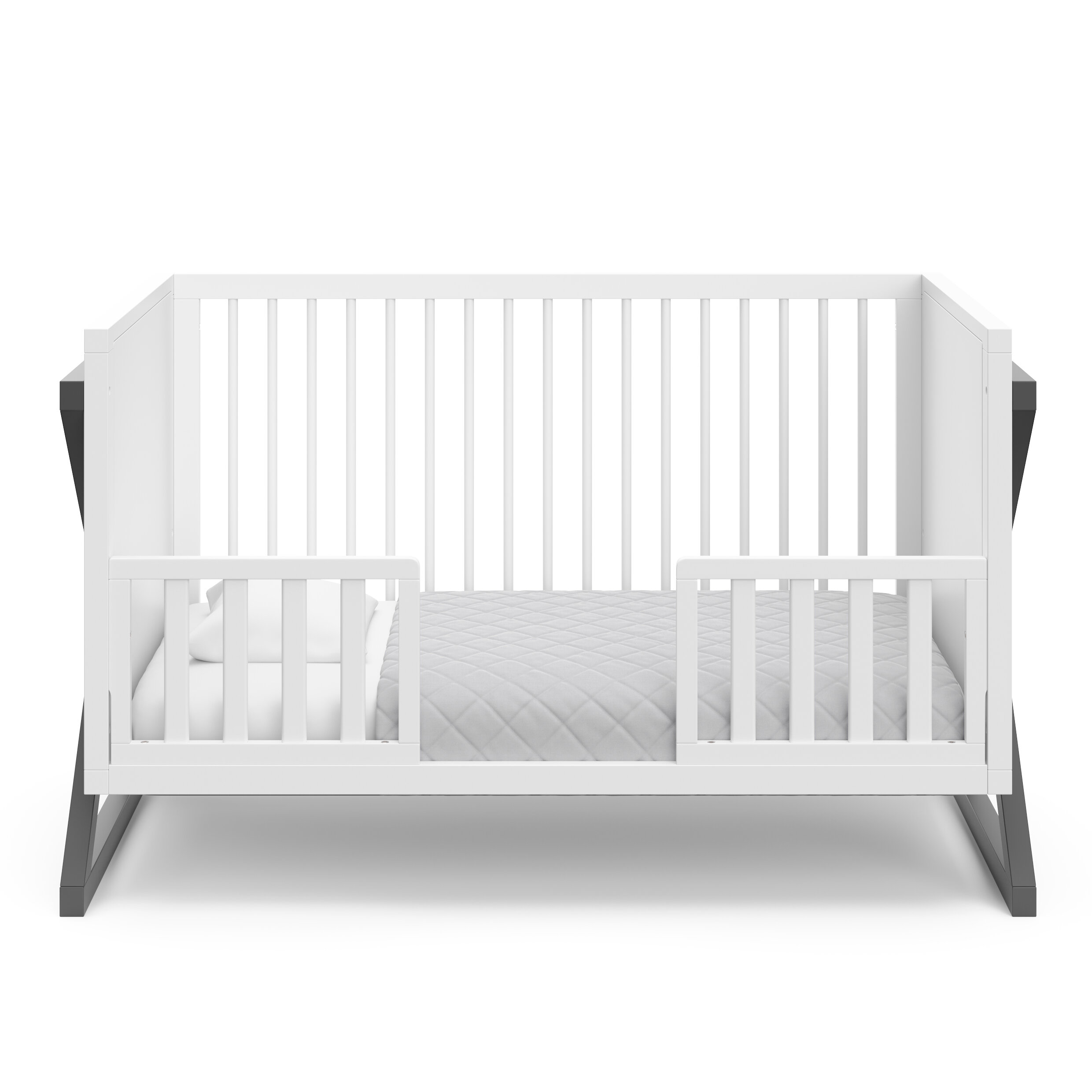Easily Converts to Toddler Bed and Daybed White 3-Position Adjustable Mattress Support Base Storkcraft Equinox 3-in-1 Convertible Crib Modern Two-Tone Design for Contemporary Nursery 