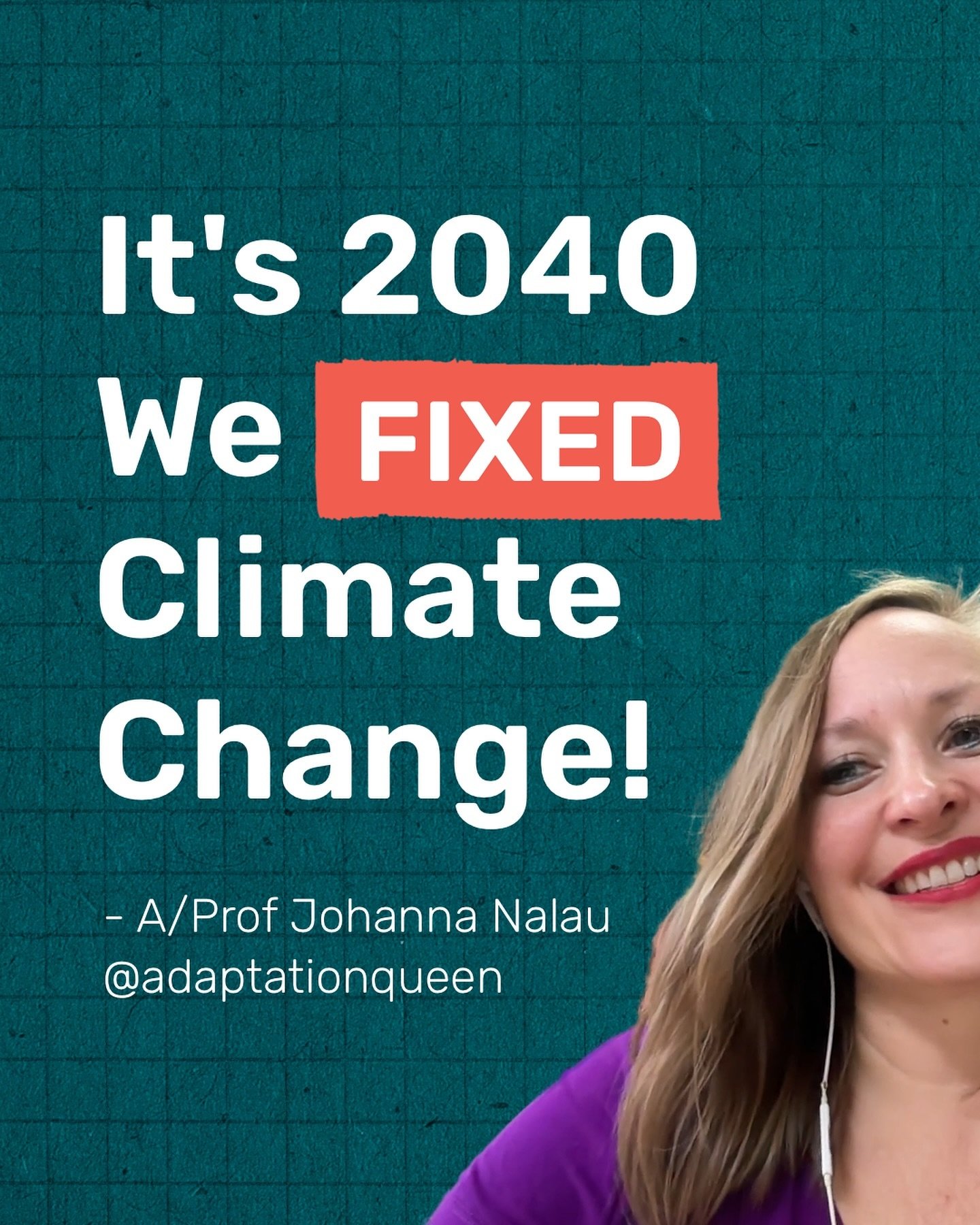 Let&rsquo;s say we fix climate change, then what? 👇
What COULD 2040 look like? 🌍

In case you missed it: in the latest podcast, we got to speak with climate adaptation scientist &amp; leader A/Prof Johanna Nalau at @adaptationqueen

We get so hung 