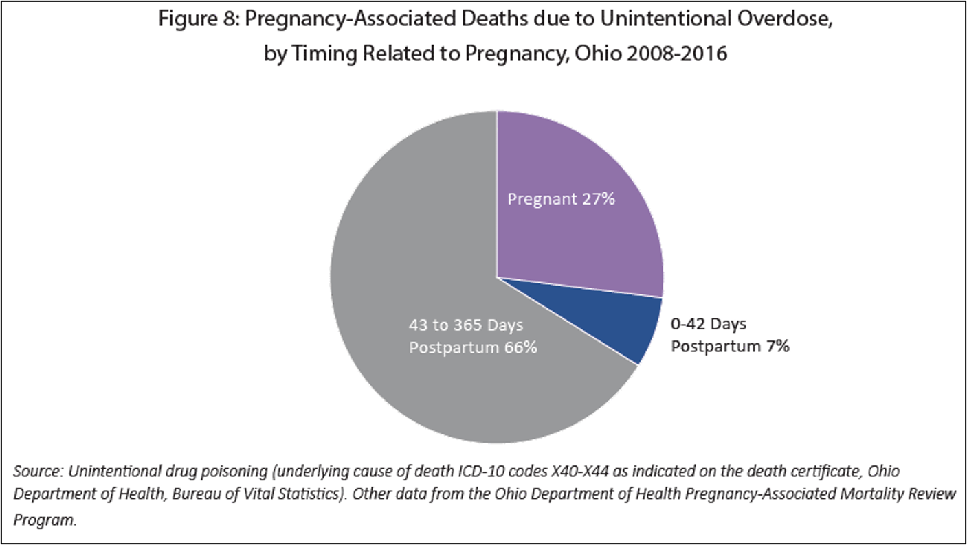 From the years 2008-2016, unintentional drug overdose was the leading cause of pregnancy-associated deaths in the state