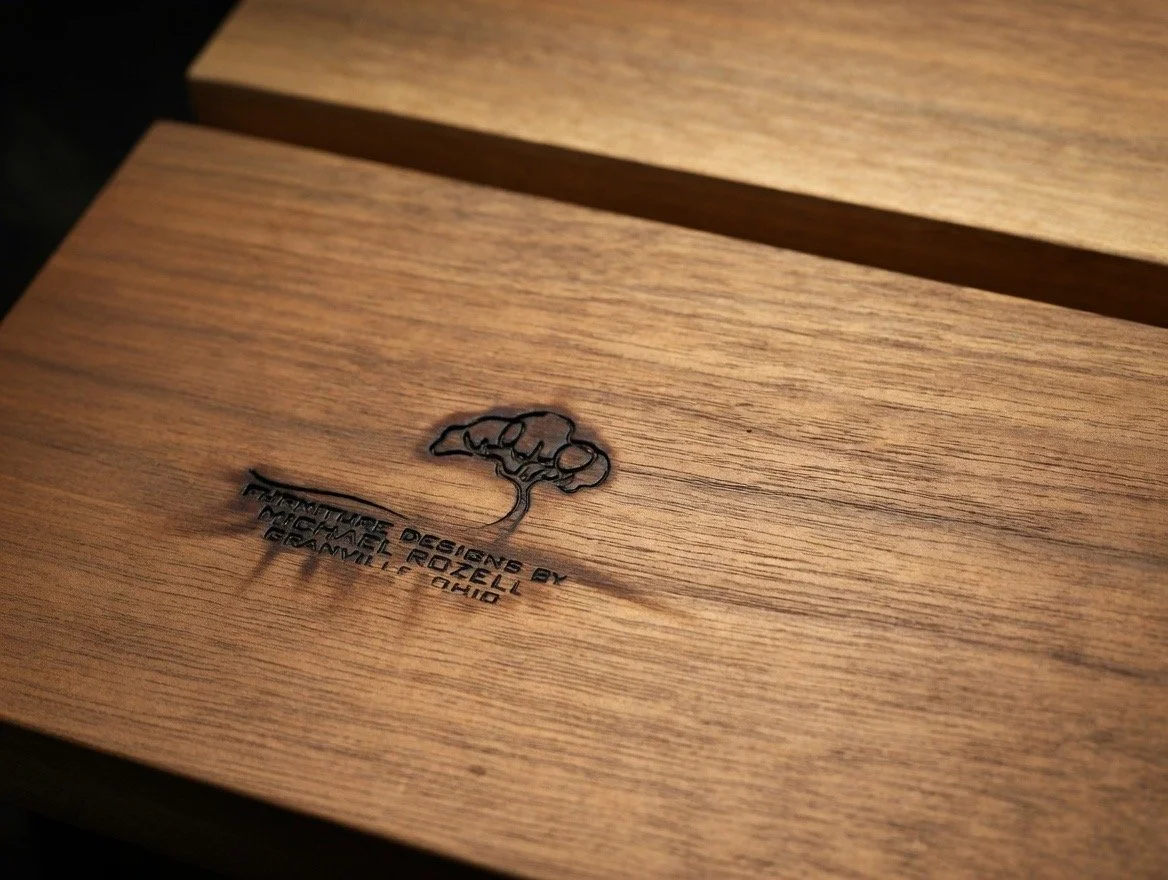 Wooden Objex Branded Walnut Bench