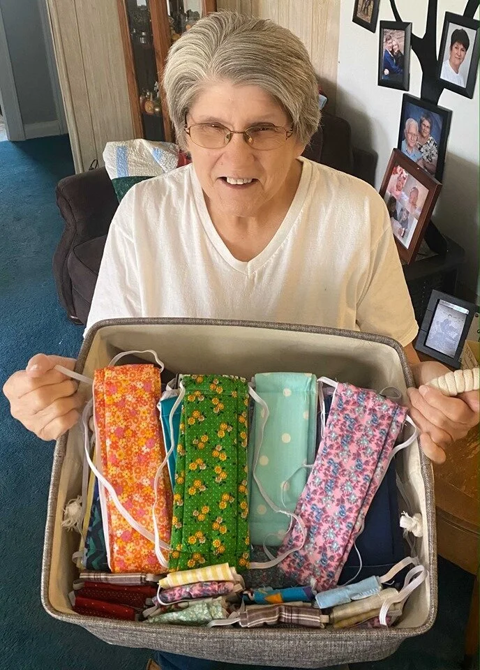 Elderly Louisa woman, daughter making masks during pandemic