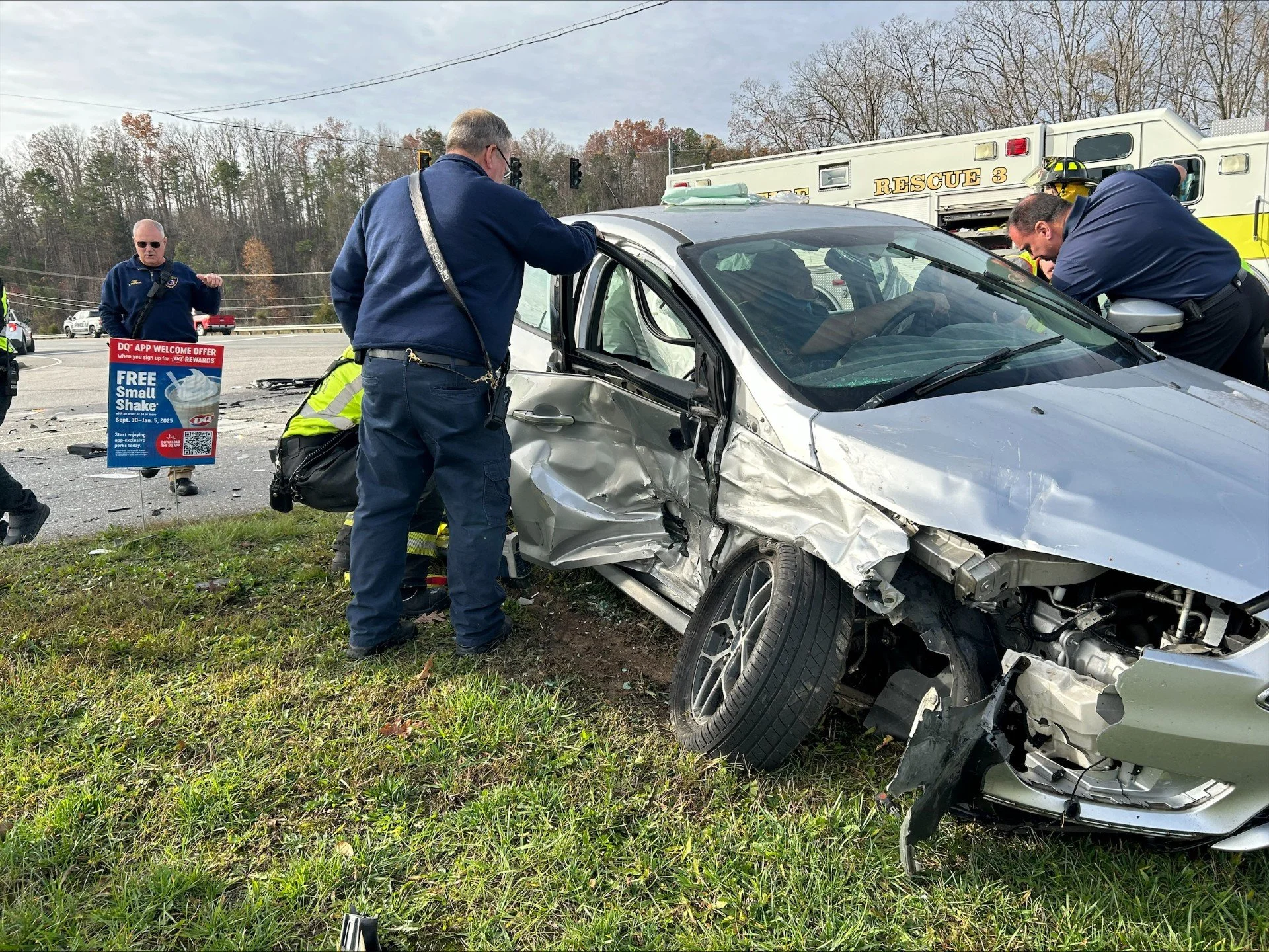 Two different wrecks at entrance to Walmart in Louisa