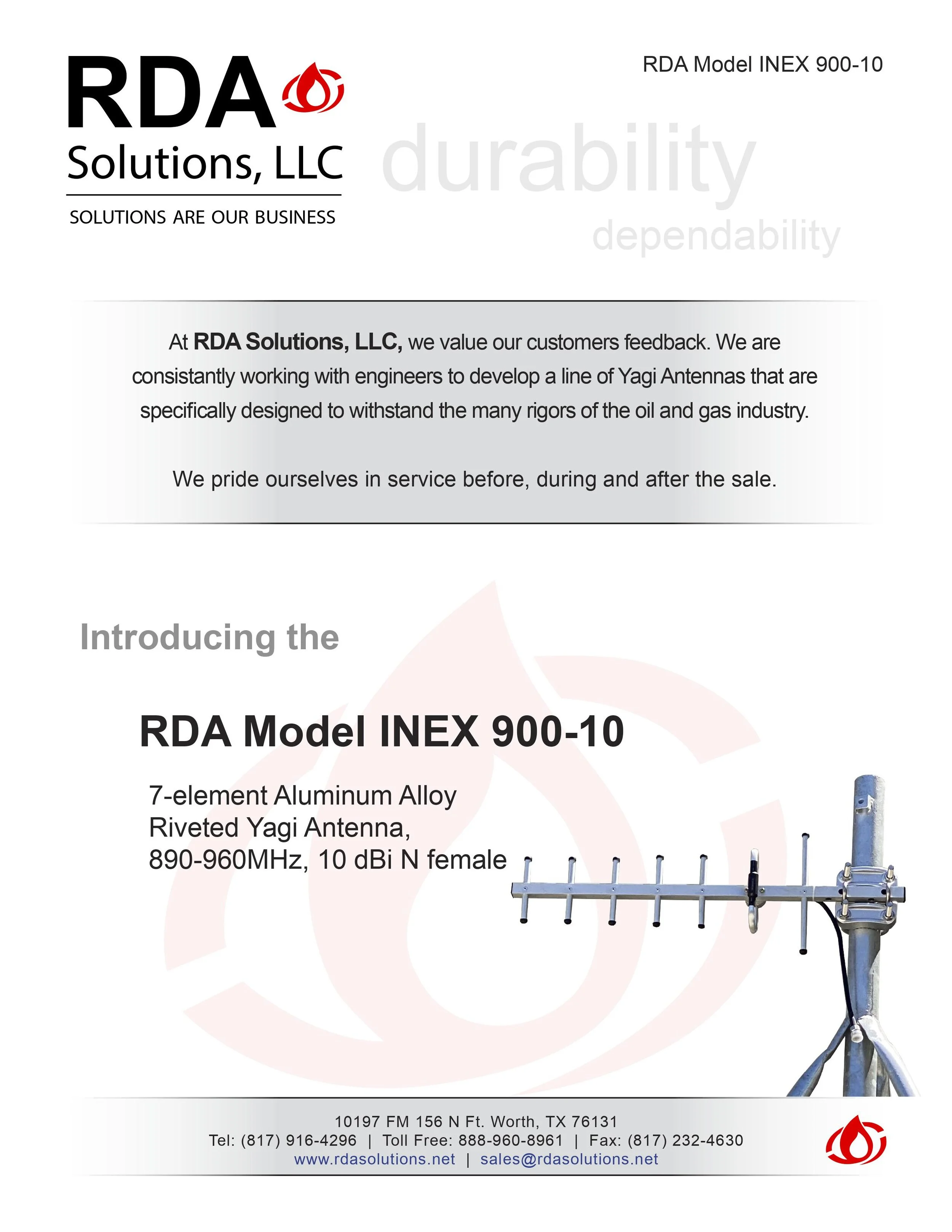 INEX Yagi 900-10dBi Antenna | RDA Solutions — RDA Solutions, LLC