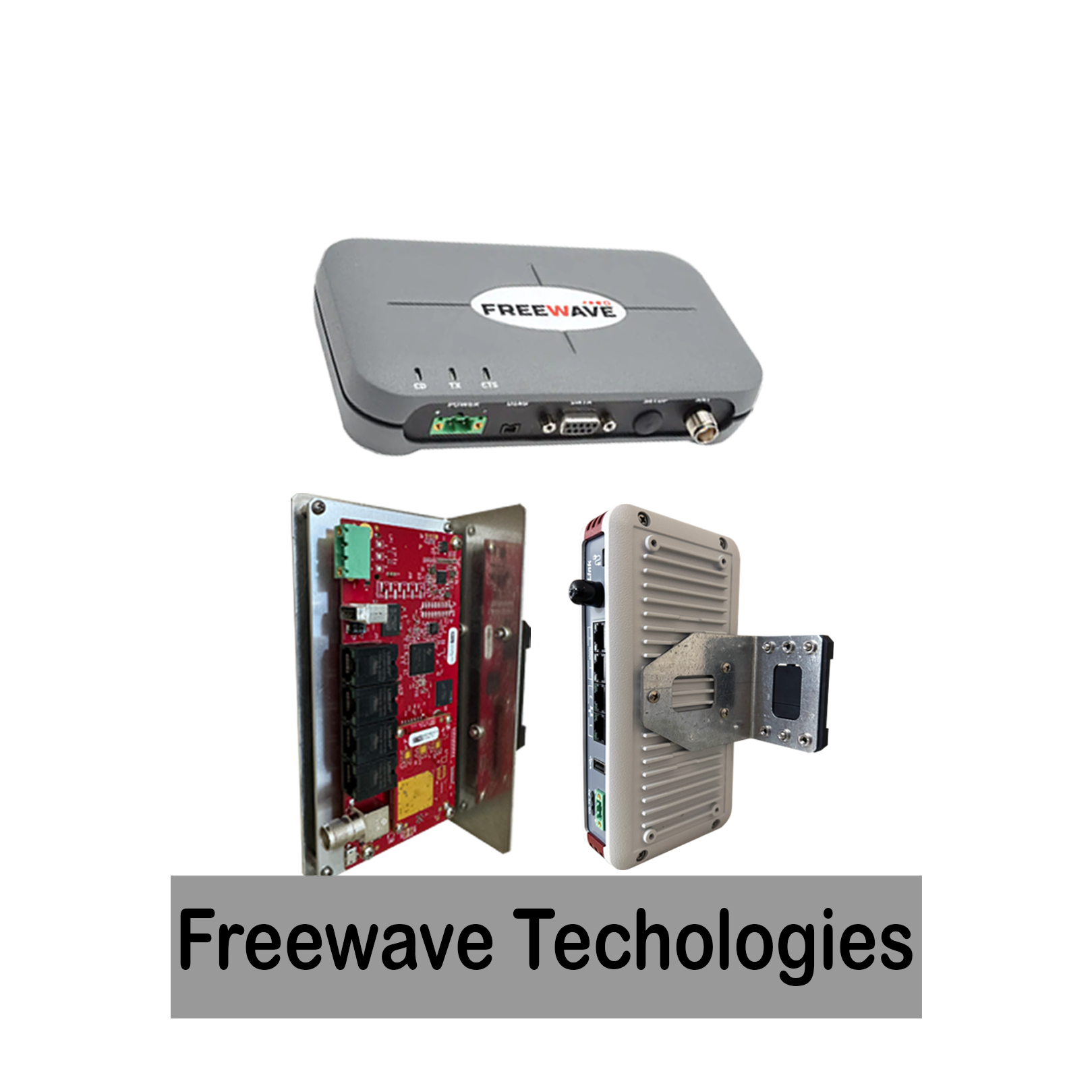 An image showing various electronic devices and circuit boards with the text 'Freewave Technologies' at the bottom.