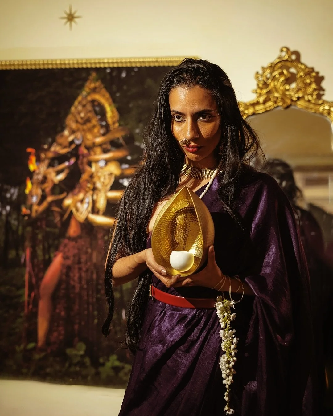 In Shilo’s hands, the Trinetra trio transcends form. Hand-hammered brass, marble, and mild steel converge, reflecting Shiva’s third eye. Through her feminine gaze, each piece carries light, spirit, and a quiet poetry - becoming more than