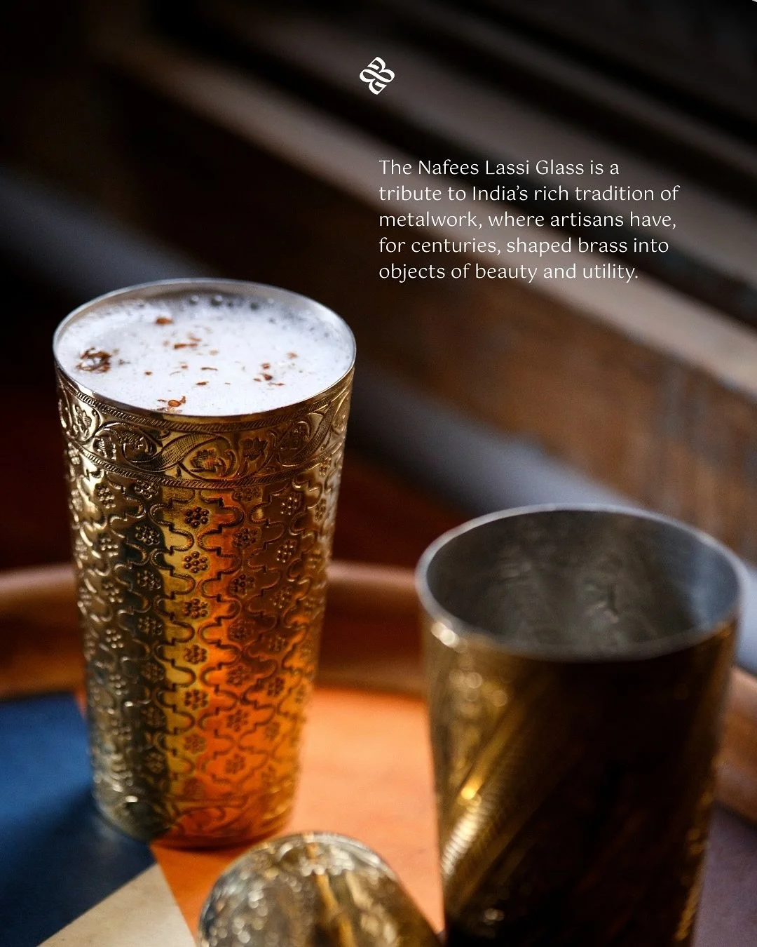 Sip tradition, shine in brass. The Nafees Lassi Glass, handcrafted for timeless elegance.