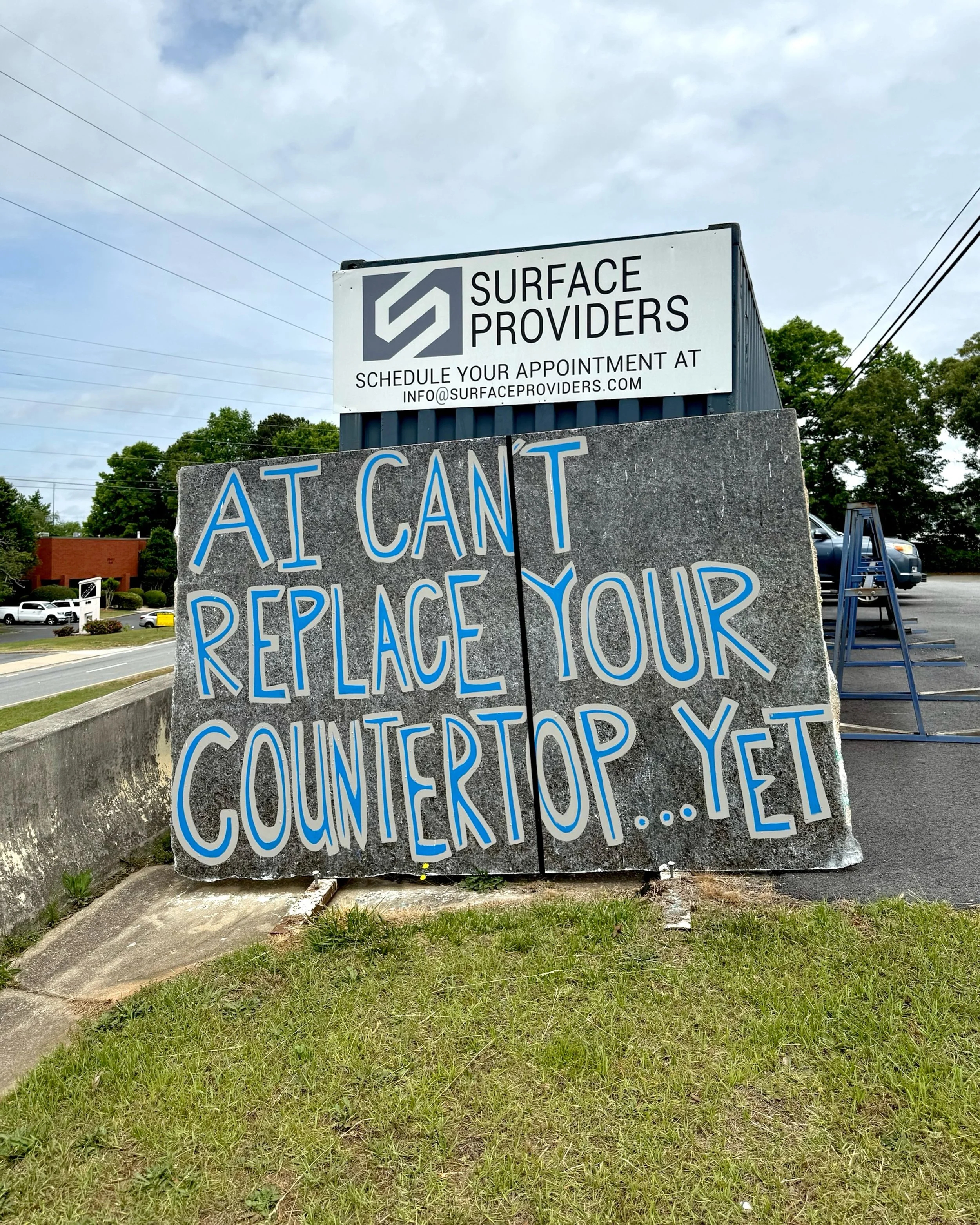 AI can&rsquo;t replace your countertops&hellip; yet. 

But lucky for you, we have over 100+ years in the industry&hellip; so we&rsquo;ve got you covered! 💪🏼

_____

Providing custom countertops to Greater Atlanta + North Georgia.

📍SHOWROOM &amp; 