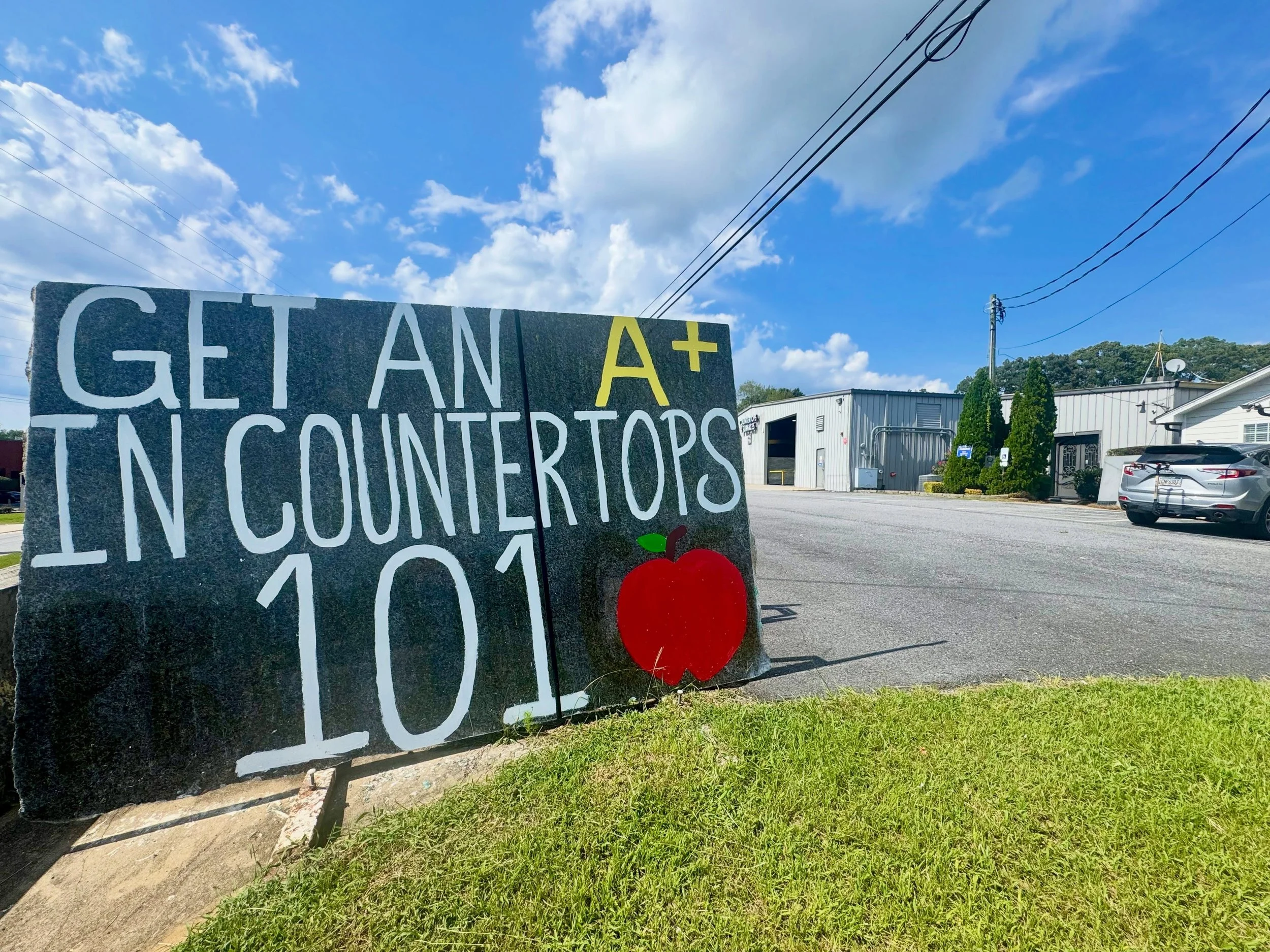 School of hard knocks? No, better&hellip; school of hard ROCKS! 🪨🤘🏼🍎

If you stop by our showroom - take a picture with our sign and tag us! 🤳

OR - if you drive by it (on McFarland Pkwy) - give us a friendly honk! 

__________

📍SHOWROOM &amp;
