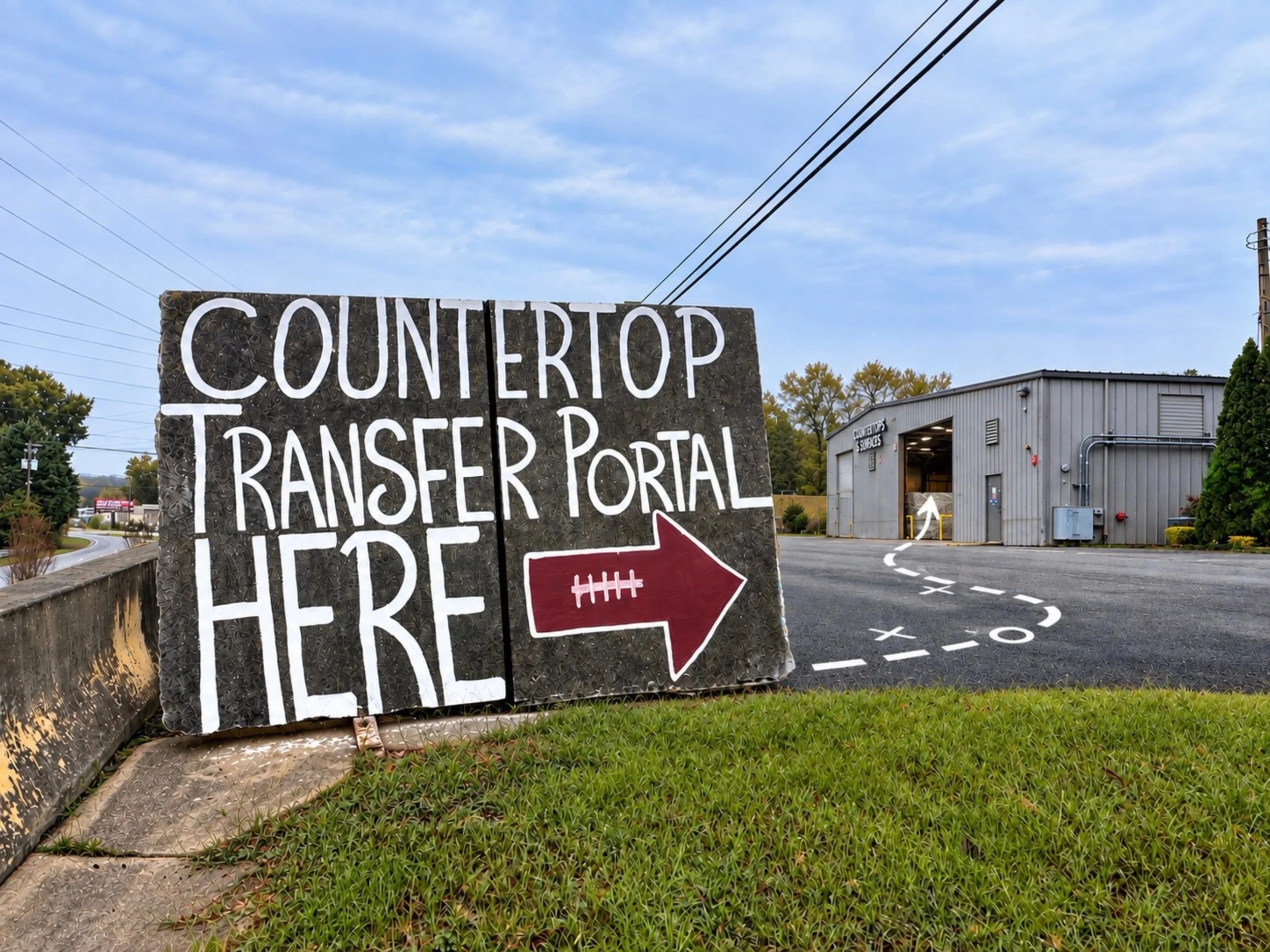 The portal is open. 🏈
Come see where the top prospects are committing! 

📸 And while you&rsquo;re here: take a photo with our sign &amp; tag us&hellip; so everyone knows where the 5-star service is! ⭐️⭐️⭐️⭐️⭐️

__________

📍SHOWROOM &amp; SLAB GAL