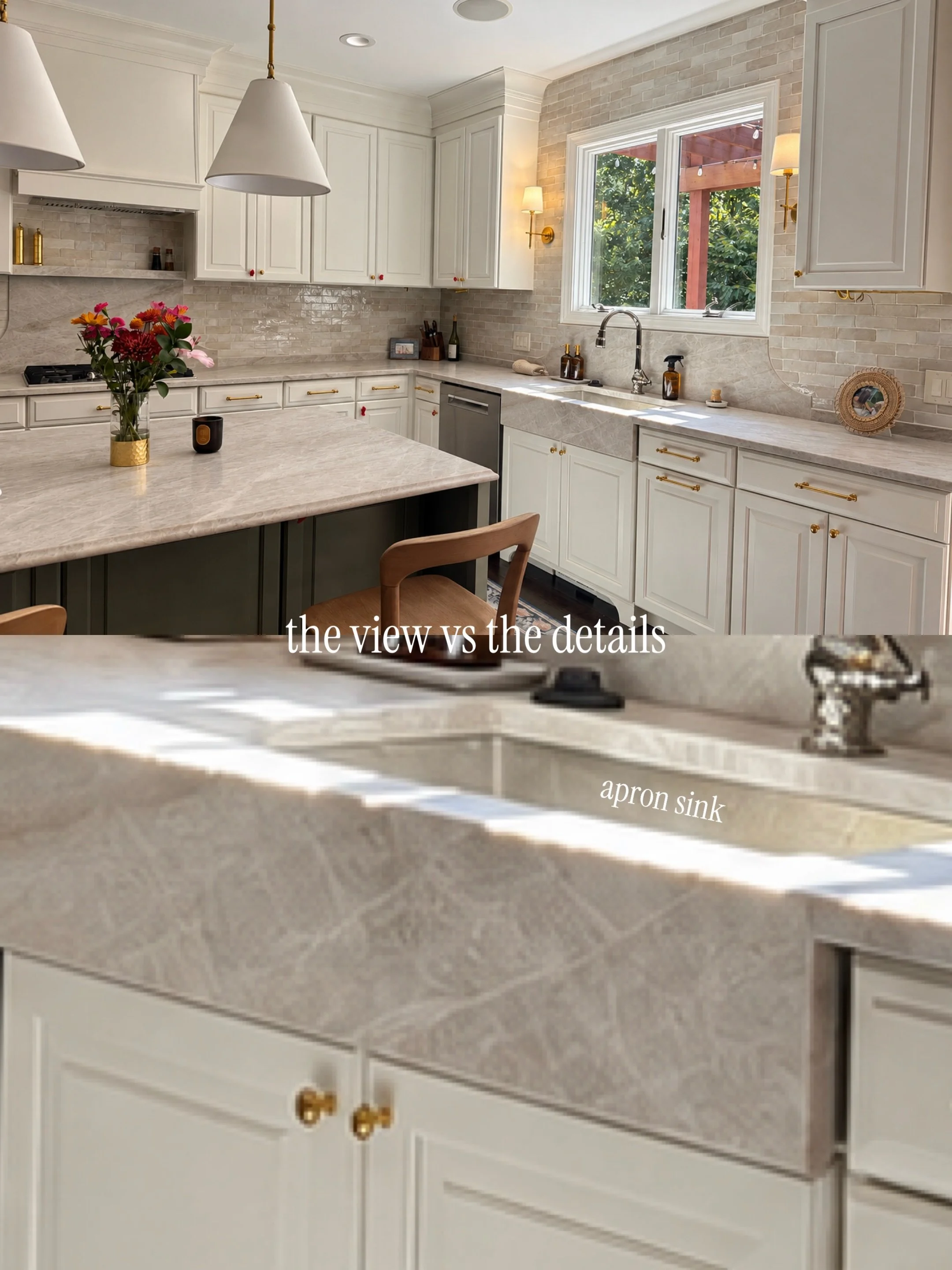 The view is beautiful. The details make it. ✨

From the Taj Mahal quartzite, apron sink to the custom curved backsplash - it&rsquo;s the details that deserve a closer look.

__________

📍SHOWROOM &amp; SLAB GALLERY:
845 McFarland Pkwy, Alpharetta, G